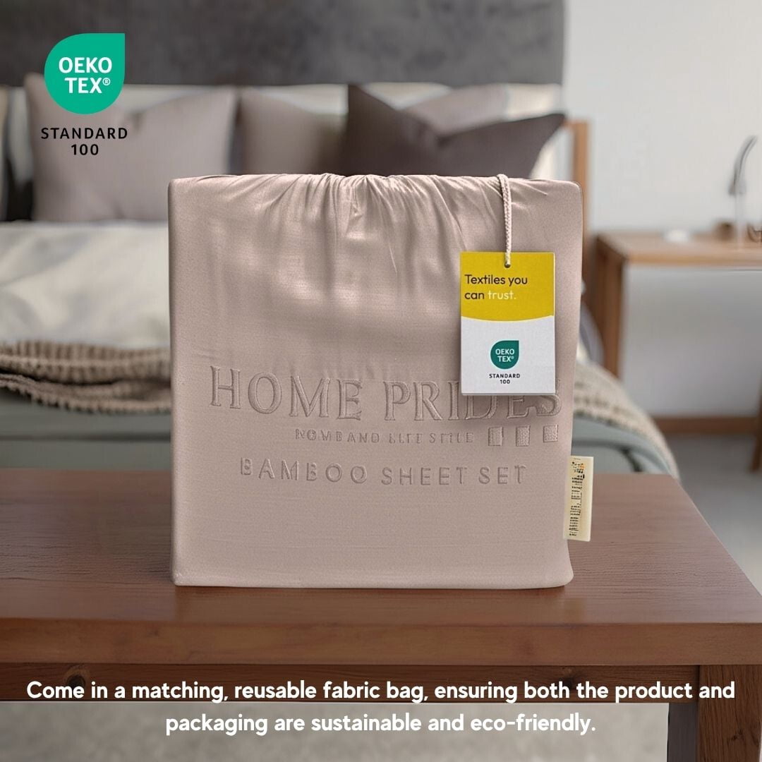 Home Prides King Bamboo Sheets Set - 100% Bamboo Viscose, Silky Soft Cooling & Breathable Bamboo Bed Sheets, 4-Piece, 15” deep Pocket, Oeko-Tex Certified, Cocoa Blush
