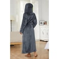 thumbnail image 3 of U2SKIIN Womens Fleece Hooded Robe, Full Length Soft Thick Plush Bathrobe,(Dark Grey,L-XL), 3 of 5
