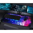 thumbnail image 4 of Large Extended Gaming Mouse Pad with Stitched Edges, (31.5X15.7In) Durable Non-Slip Natural Rubber Base, Waterproof Computer Keyboard Pad Mat for Esports Pros/Gamer/Desktop/Office/Home, Galactic Blue, 4 of 14
