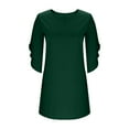 thumbnail image 4 of Zorckvet Flowy Dresses for Women Crewneck Mid Length Summer A Line Fashion Short Sleeve Womens Dress, 4 of 9