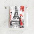 thumbnail image 2 of Paris Eiffel Tower Couple Under Red Umbrella Maple Leaf European City Landscape France Soft Bath Towel Absorbent Hand Towels Multipurpose for Bathroom Hotel Gym and Spa 30"x15", 2 of 3
