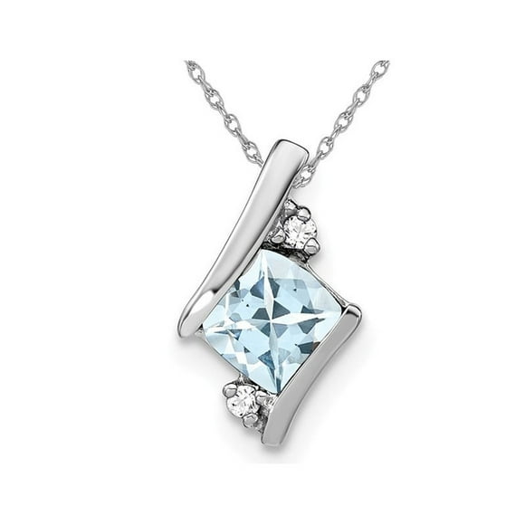1/2 Carat (ctw) Cushion Cut Aquamarine Pendant Necklace in Sterling Silver with Chain