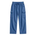thumbnail image 5 of Spazoro Boys Corduroy Cargo Pants with Multi‑Pockets, Straight Leg Drawstring Elastic Waist Solid Color Loose Fit Casual Trousers for Daily Street Blue Size 4-5T, 5 of 7