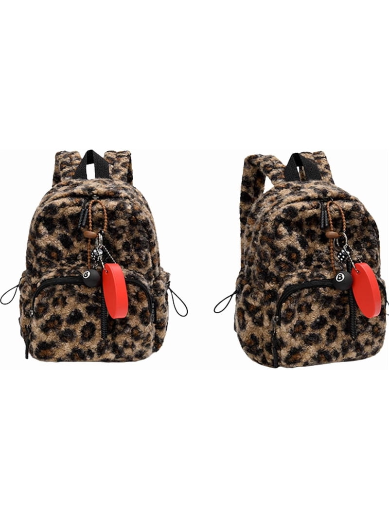 Fuzzy Cheetah Backpack, Adjustable Strap, Lightweight Corduroy, Daypack Purse cheetah print mini backpack - TikTok Shop main image 3