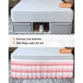 thumbnail image 7 of Pink White Striped Wrap Around Bed Skirts for King Bed 16" Drop, Bed Skirt with Adjustable Elastic Belt Dust Ruffle Bed Valance for Bedroom Hotel Luxury Farmhouse Stripes Bed Frame Cover, 7 of 7
