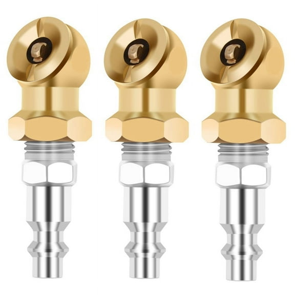 1/4Inch Portable Air Chuck Closed Brass Ball Inflator for Gauge Compressor Accessories, 3 Pack
