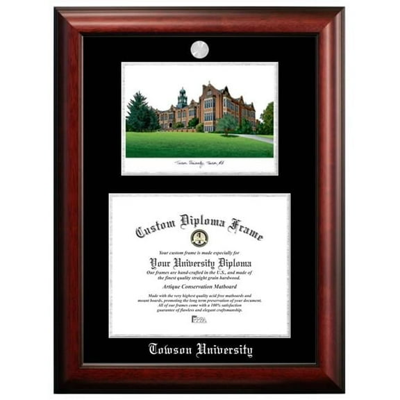 Campus Images MD999LSED-1411 14 x 11 in. Towson University Silver Embossed Diploma Frame with Lithograph