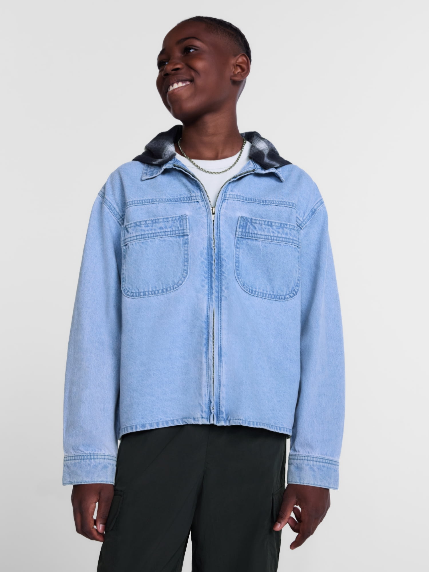 Weekend Academy Boys Hooded Denim Shacket, Sizes 4/5-18