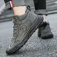 thumbnail image 5 of Mens Leather Casual Boots Vintage Slip Resistant Flat Boots Driving Business Office Shoes Lightweight Comfortable Gray 8.5 US, 5 of 7