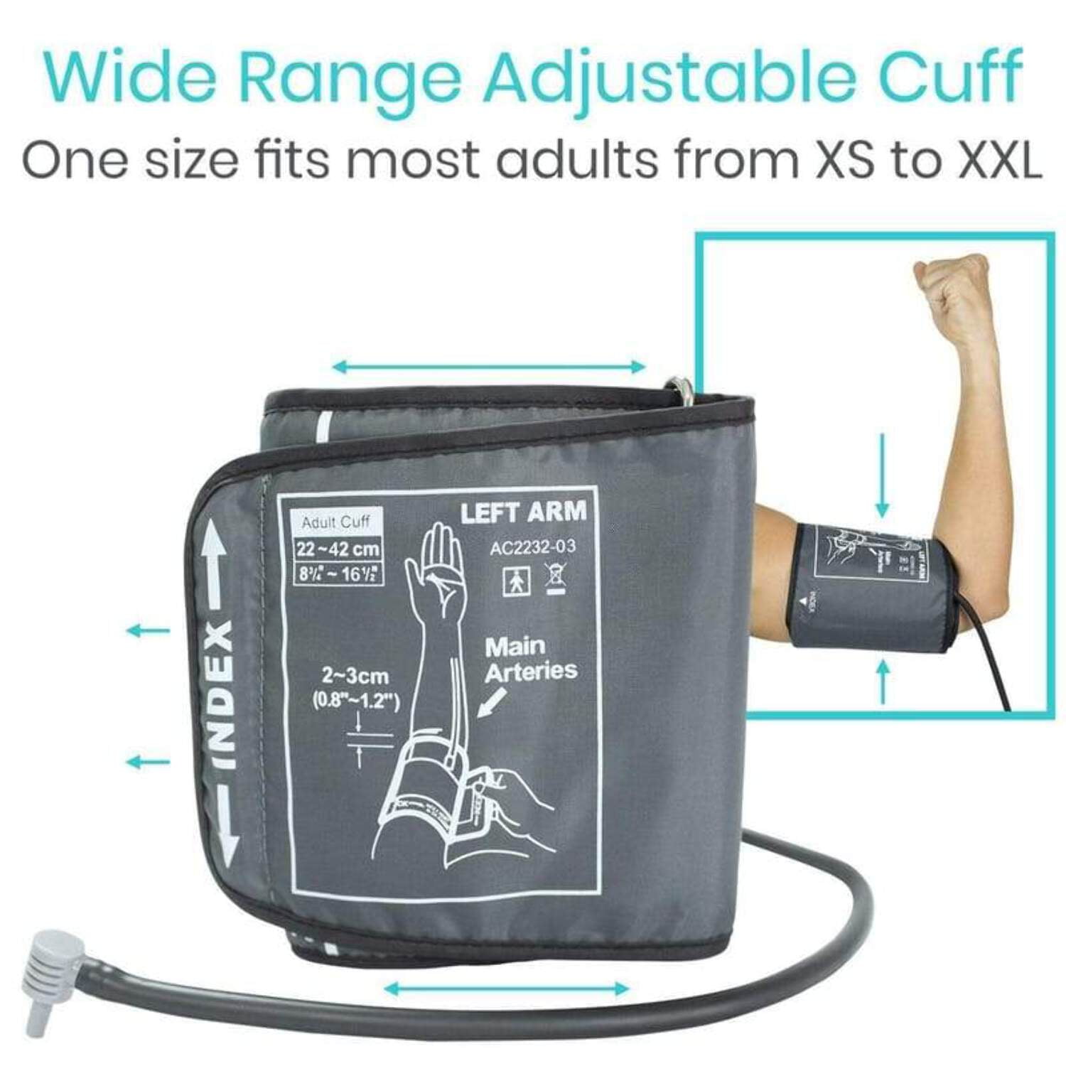 Vive Precision Blood Pressure Monitor – Automatic Upper Arm BP Machine with App for iOS & Android, Large LCD Display, Accurate Heart Rate Sensor, Portable for Home Use, Silver