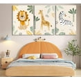 thumbnail image 4 of 3Pcs Safari Animals Canvas Wall Art Inspirational Animal Lion Giraffe Zebra Poster Print Jungle animal Painting Picture Wall Decor for Nursery Baby Children's Room Bedroom Home Decoration Und, 4 of 7