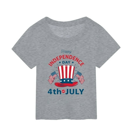 

Girls Tops Size 7 Summer Independence Day Flag Printed Short Sleeved Top Clothes for Teen Girls 3-Grey 120
