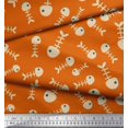 thumbnail image 2 of Soimoi Orange Crepe Silk Fabric Fish Skeleton Ocean Decor Fabric Printed Yard 42 Inch Wide, 2 of 3