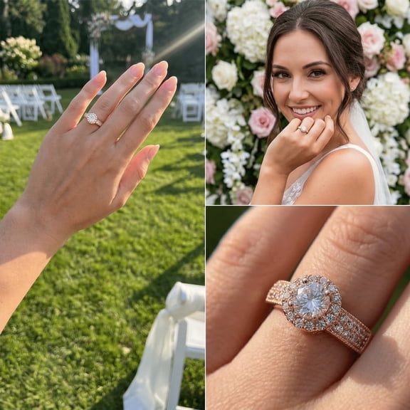 2Ct Round Cut Cubic Zirconia Women Engagement Band Ring 14K Rose Gold Plated Free Size