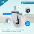 thumbnail image 4 of M6 Threaded Stem Caster Wheels, 2 Inch PVC Silent, No Noise and No Scratch Castor Wheels, Replacement for Tiny Shelving, Slide Storage Cart for Office, Kitchen & Laundry Room, Set of 2 Brake 2 Swivel, 4 of 4