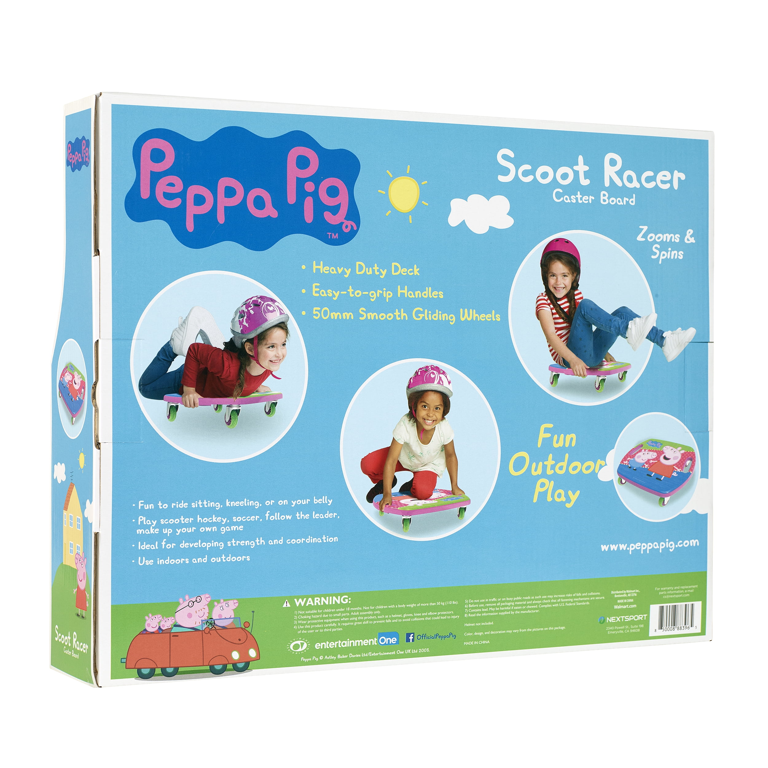 Scoot Racer Peppa Pig Scooter Board with Casters for Kids