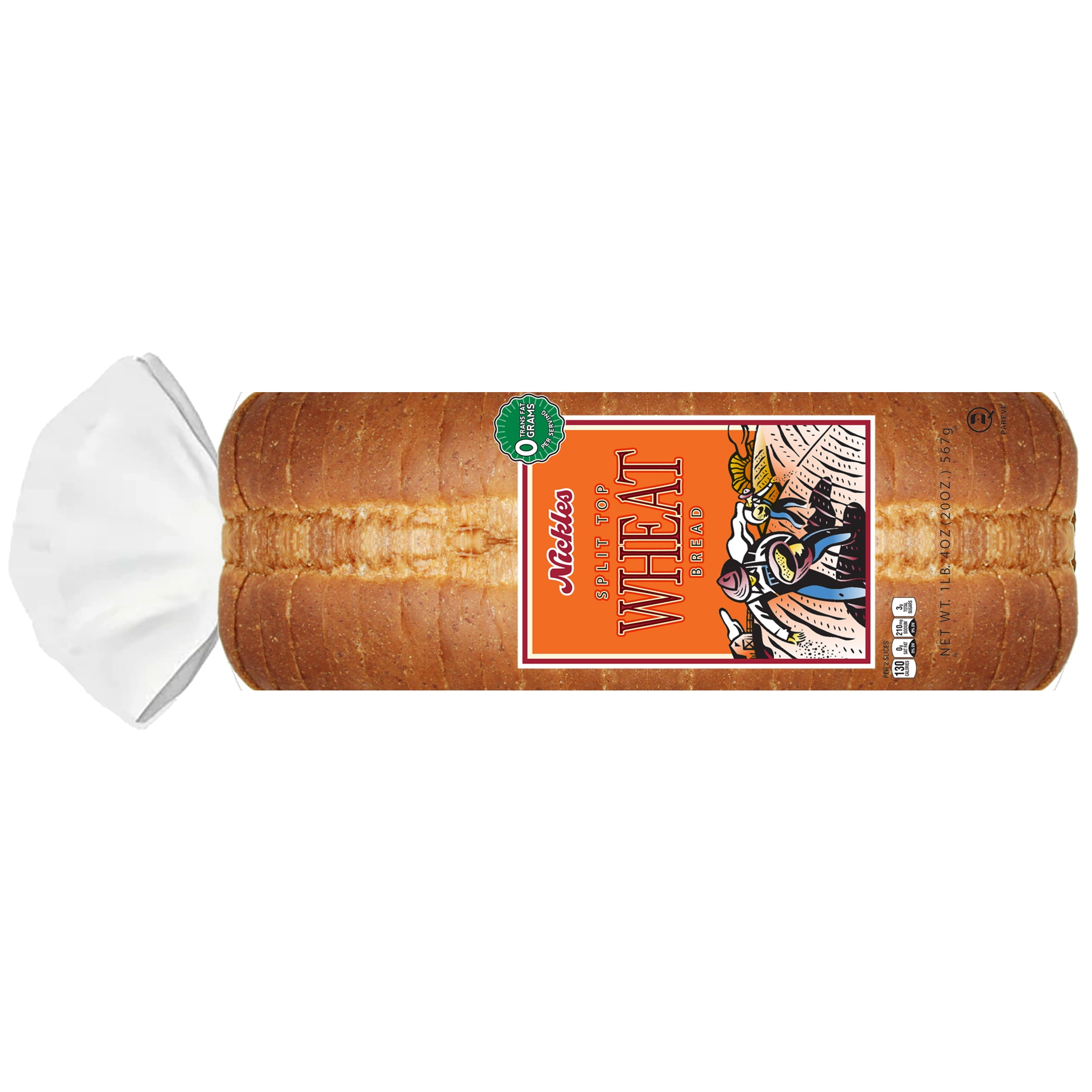 Nickles Bakery Split Top Wheat Bread, 20-ounce Loaf.