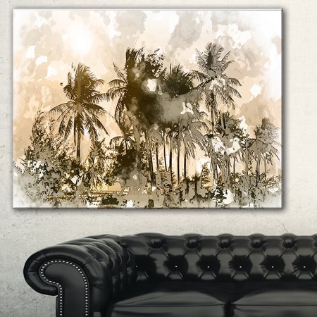 design art designart 'dark palms at sunset' landscape canvas art print - multi-color