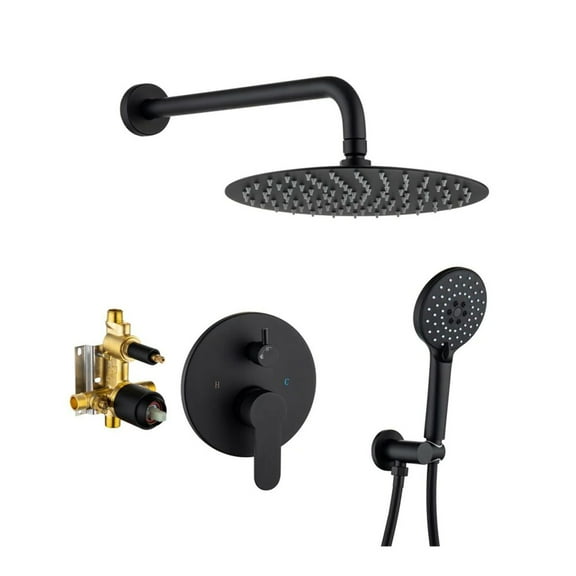 Rainlex 10 in. Shower Head Single-Handle 3-Spray Round High Round High Pressure Shower Faucet in Matte Black