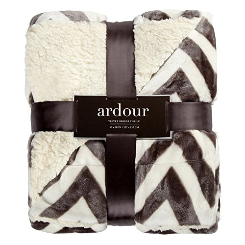 Ardour Gray Velvet Berber Super Soft Reversible Sherpa Throw Bedroom Accessories