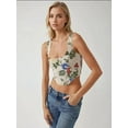 thumbnail image 3 of Square Collar Flower Print Crop Top, 3 of 7