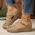 thumbnail image 2 of Dakaela Womens Sandals Closed Toe Wedge Platform Dressy Shoes Comfortable Ankle Strap Casual Summer Beach Slip on Sandal Beige 7.5, 2 of 9
