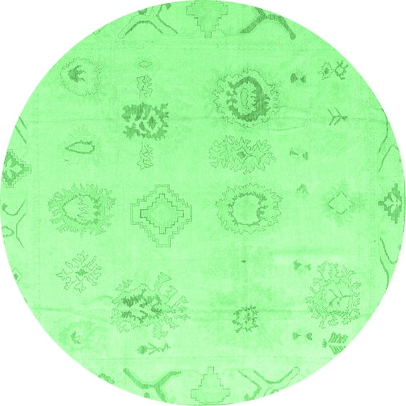Ahgly Company Indoor Round Oriental Emerald Green Traditional Area Rugs, 3' Round