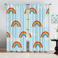 thumbnail image 6 of Rainbow Blackout Curtains, Cute Cloud Pattern Rod Pocket Window Treatments for Kids Bedroom, Colorful Cartoon Boho Living Room Nursery Decor Door Curtains for Door Window Do Not Fade-W42xL63in, 6 of 6