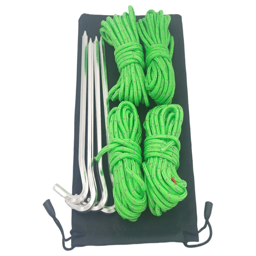 Reflective Guyline Tent Rope Set W/ Ground Nails with Adjuster Tensioner Camping Rope for