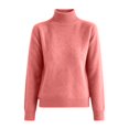 thumbnail image 4 of YVNAURA Womens Mock Neck Sweater Relaxed Fit Long Sleeve Ribbed Knit Pullover Basic Top Casual Fall Winter Oversized Loose Cozy Everyday Outfits, Pink,L, 4 of 4