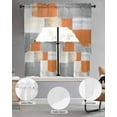 thumbnail image 3 of Modern Orange Grey Kitchen Curtains Swag Valance and Tier Curtains Set 24 Inch Length, Abstract Oil Painting Art Rod Pocket Drape Panels Pair Swag Curtain for Bathroom/Cafe/Window, 3 of 6