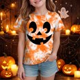 thumbnail image 2 of PEASKJP Girls T Shirts Short Sleeve Girl's Short Sleeve Crewneck T Shirt Halloween Clothes (Light Yellow,8-9 Years), 2 of 5