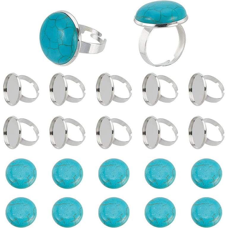 SEWACC 200 Pcs Adjustable Ring Holder Ring Making Materials Ring Bezel  Blanks Jewelry DIY Ring Base Pads Ring Bezels for DIY Ring Base Flat Finger
