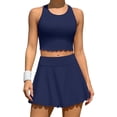 thumbnail image 1 of Ensembles de Jupes de Tennis pour Femmes 2 Pcs Robe Athlétique avec Shorts Intégrés et Poches, 1 of 8