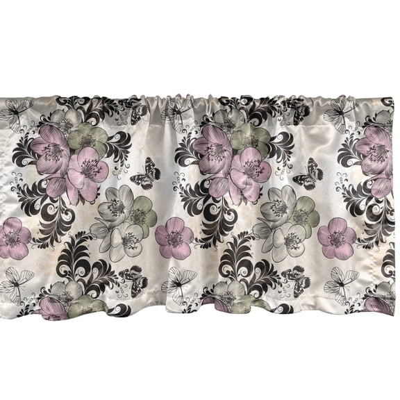Ambesonne Vintage Window Valance, Nostalgic Floral Pattern, 54" X 18", Multicolor