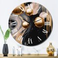 thumbnail image 1 of Designart "Mystic Gold & Noir Fusion I" Abstract Shapes Oversized Wall Clock, 1 of 6