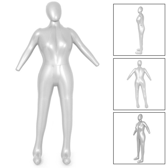Full Body Woman Female Inflatable Mannequin Dummy Torso Display Model Pvc Silver YIWEI