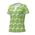 thumbnail image 2 of Naloa Green Lemon Slices Print T-Shirts Short Sleeve V Neck Tees for Women Fashion Tops Trendy Lightweight Soft Casual Summer Outfits Clothes, 2 of 5