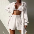 thumbnail image 3 of Trajes de playa de 3 piezas Traje de baño de manga larga para mujer (Blanco M) FLhrweasw Para estrenar, 3 of 7