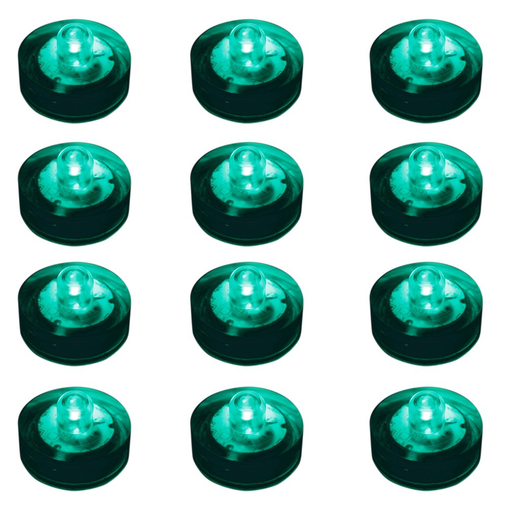 Set of 12 Teal Battery Operated Submersible LED Lights 1.25" Walmart