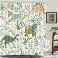 thumbnail image 5 of Kids Shower Curtains,Funny Dinosaur Shower Curtains, Cute Dinosaur for Boys Girls, Green Plant Leaf Flowers Colorful Bathroom Decor with Hooks Waterproof Fabric Polyester Bathtub Decorative, 5 of 6