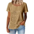 thumbnail image 5 of Erwazi Womens Sparkle T-Shirt Sequins Casual Crew Neck Short Sleeve Blouse Party Shirt Club Outfits Tops, 5 of 6
