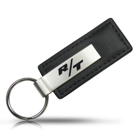 New! Dodge R/T Black Leather Key Fob Logo Key Chain Official Licensed
