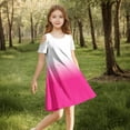 thumbnail image 5 of Ashirexll Summer Dresses for Teens, Girls Dresses Size 10-12, Girls' Short Sleeve Round Neck Dress Gradient Color A-Line Dresses with Pockets, 5 of 7