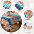 thumbnail image 5 of Teal Orange Striped Table Cloth Waterproof Tablecloths, Boho Modern Geometric Abstract Art Tablecloth Dining Table Cover for Kitchen Party Tabletop Outdoor, Rectangle Tablecloth 60x120 Inch, 5 of 9