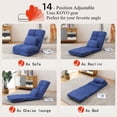 thumbnail image 2 of Indoor Chaise Lounge Sofa, Floor Chair with Back Support and 14 Adjustable Angle Folding Floor Lounger with Pillow Convertible Floor Sofa Bed for Living Room Bedroom, Blue, 2 of 7