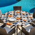 thumbnail image 6 of Thanksgiving Pumpkin Round Tablecloth, Fitted Table Cover with Elastic for 45"-54" Round Tables, Fall Daisy Rustic Leaves Black Plaid Table Cloth Outdoor Indoor Dinning Party Waterproof Tablecloths, 6 of 7