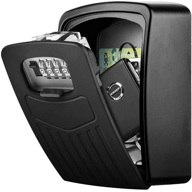 Boîte à clés sécurisée, grande boîte à clés supérieure, coffre à clés avec  code numérique à 4 chiffres, boîte à clés sécurisée murale (noir) 