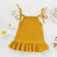 thumbnail image 2 of NiSHUIHAN Cute Summer Dresses Cute Casual Children Bandage Solid Sleeveless Round-Neck Dress Baby Girls Dress Yellow 4 Years, 2 of 3