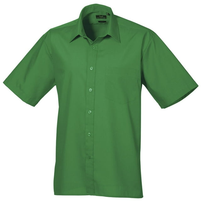 Premier Chemise de Travail Formelle en Popeline Unie à Manches Courtes pour Hommes